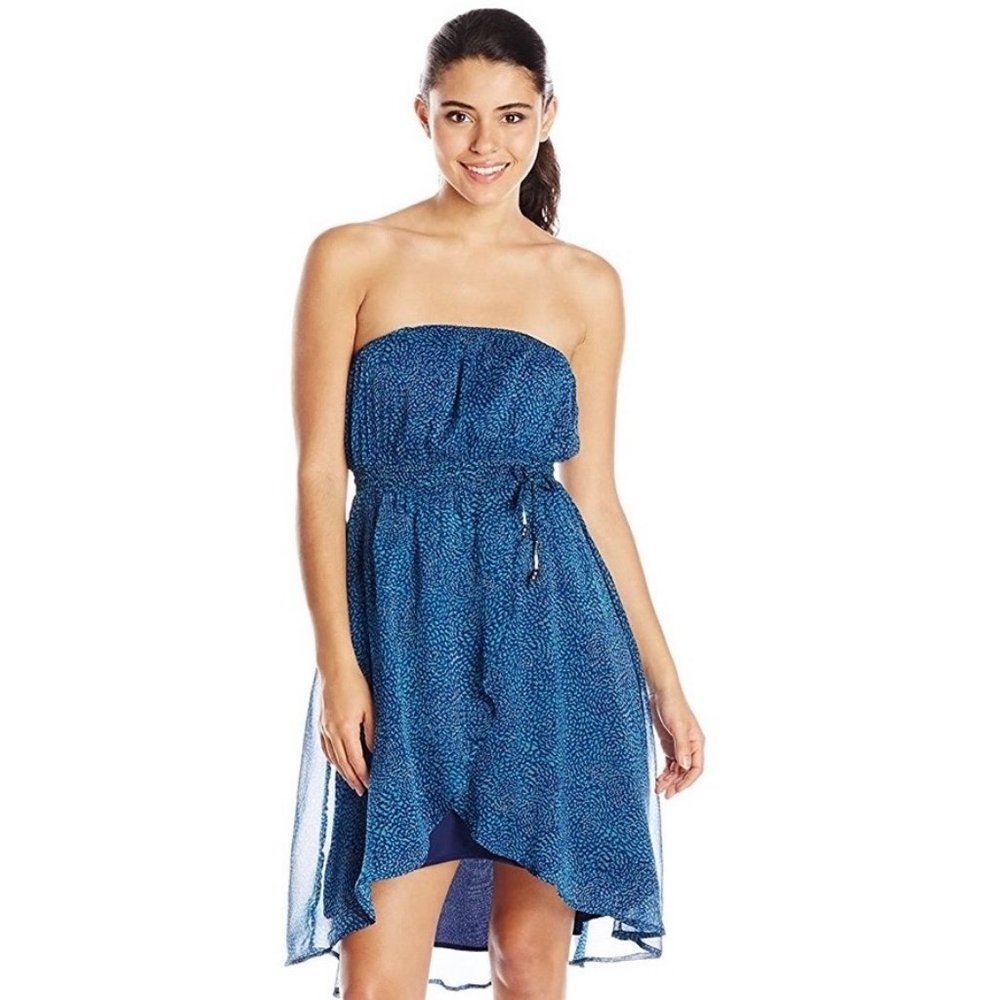 ROXY Strapless Luna Dress Ditsy Print NWOT